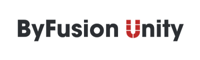 ByFusion Unity logo red U black text